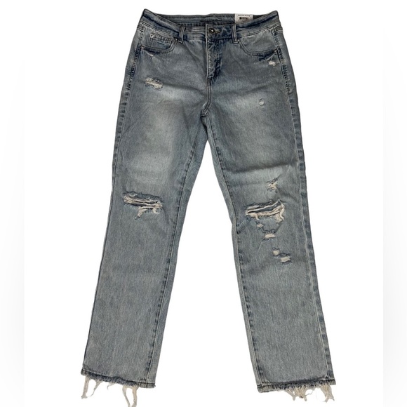 INC International Concepts Denim - International Concepts Ripped Straight-Leg Jeans Light Indigo Size 10P NWT